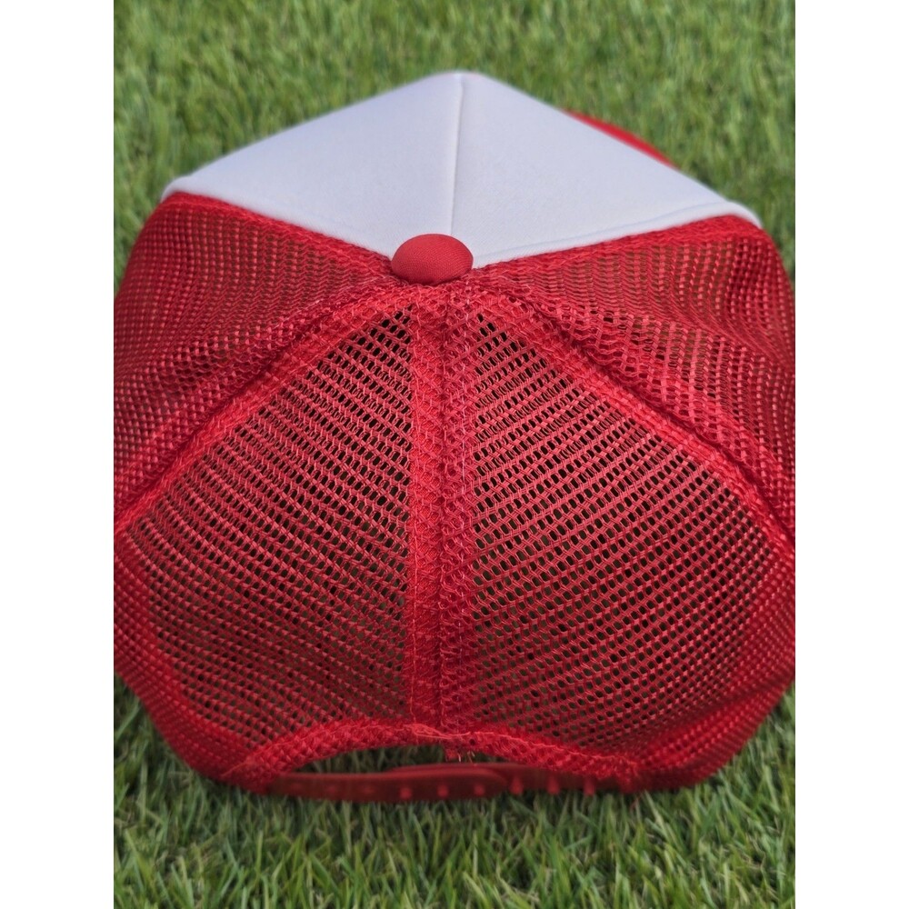 Vintage USA Snapback Trucker Hat Rope Foam New Old Stock Red White - Picture 7 of 13